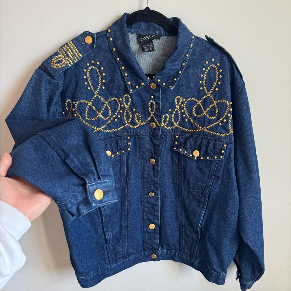 Gold embroidered western denim jacket